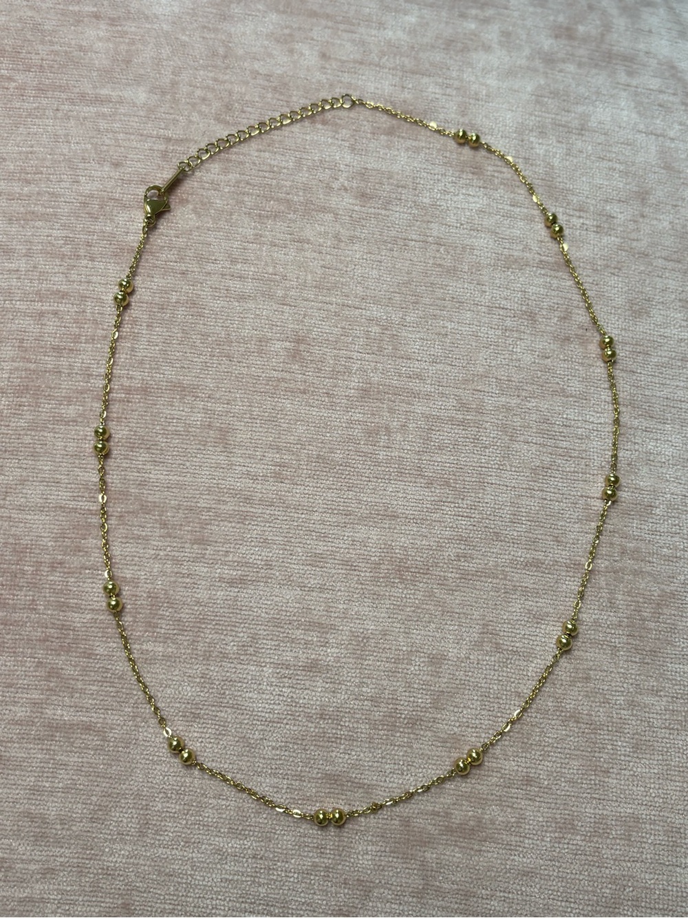 Delicate Gold Bead Station Necklace - Women Jewelry